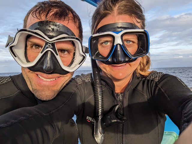 Two happy snorkelers at Manta Resort on Pemba Island, one of the most exclusive luxury beach escapes in Tanzania