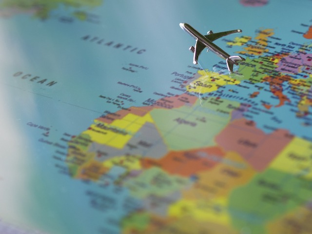 stock image plane and map