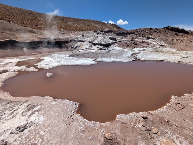 thermal pools at el tatio geyser in the atacama desert