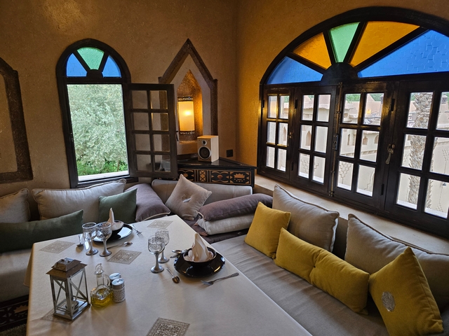 formal dining room in moroccan hotel